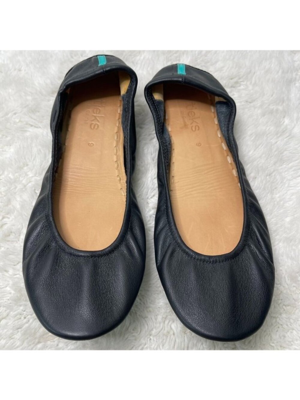 Tieks Matte Black Leather Ballet Flats Womens Size 9 Foldable Shoes